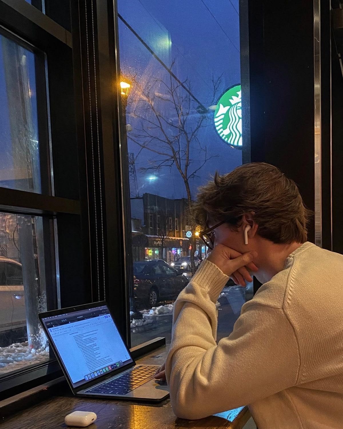 Student in an online interview
